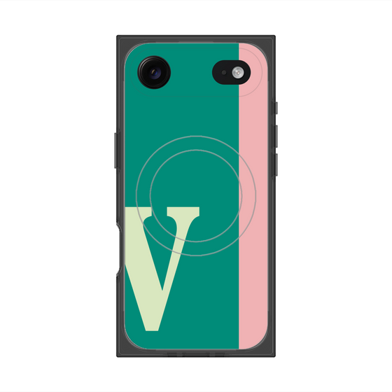 プレミアムスクエアケース with MagSafe［ オリジナル - initial color line - V green ］