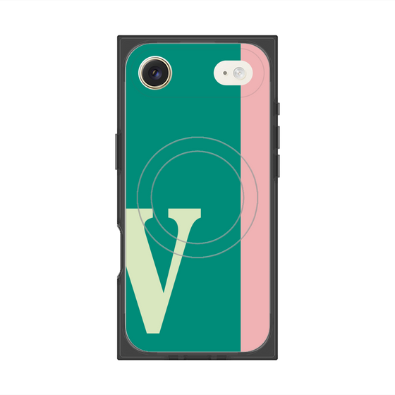 プレミアムスクエアケース with MagSafe［ オリジナル - initial color line - V green ］