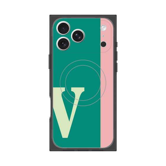 プレミアムスクエアケース with MagSafe［ オリジナル - initial color line - V green ］