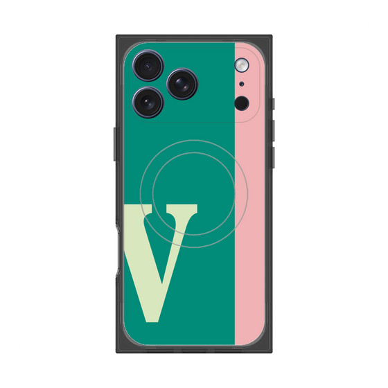 プレミアムスクエアケース with MagSafe［ オリジナル - initial color line - V green ］