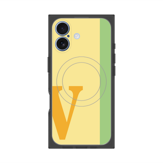 プレミアムスクエアケース with MagSafe［ オリジナル - initial color line - V yellow ］