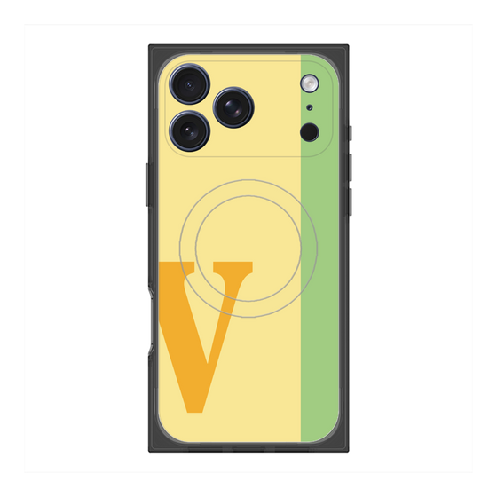 プレミアムスクエアケース with MagSafe［ オリジナル - initial color line - V yellow ］