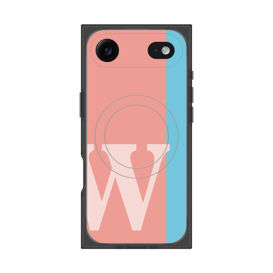 プレミアムスクエアケース with MagSafe［ オリジナル - initial color line - W pink ］