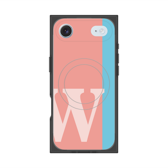 プレミアムスクエアケース with MagSafe［ オリジナル - initial color line - W pink ］