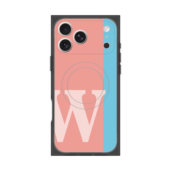 プレミアムスクエアケース with MagSafe［ オリジナル - initial color line - W pink ］