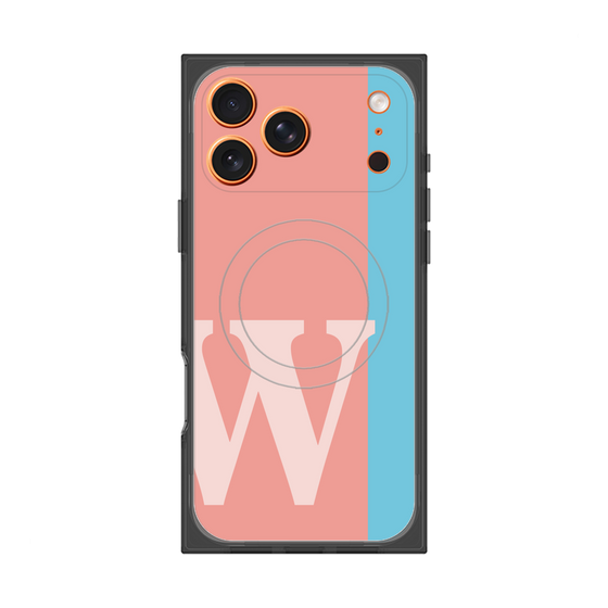 プレミアムスクエアケース with MagSafe［ オリジナル - initial color line - W pink ］