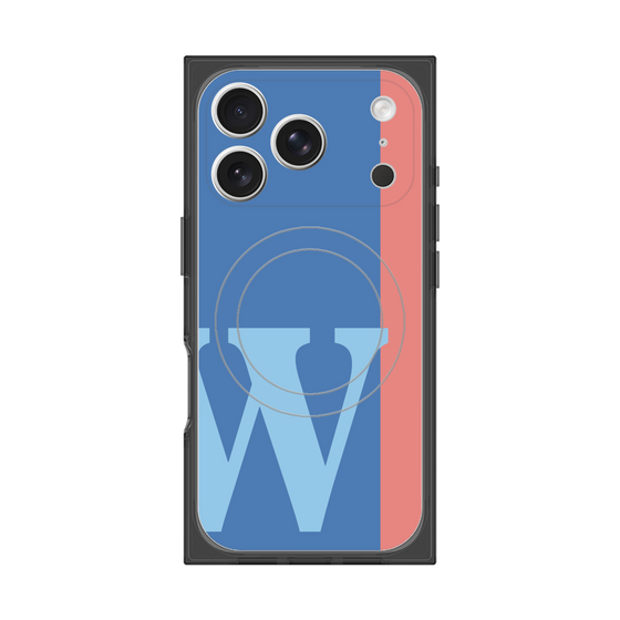 プレミアムスクエアケース with MagSafe［ オリジナル - initial color line - W blue ］