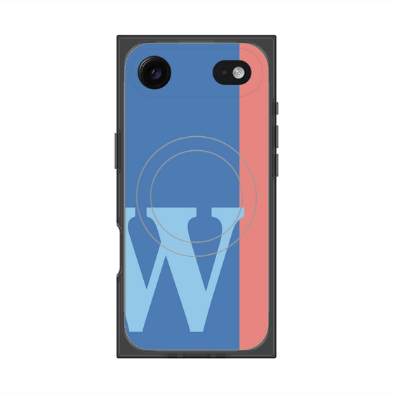 プレミアムスクエアケース with MagSafe［ オリジナル - initial color line - W blue ］