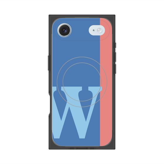 プレミアムスクエアケース with MagSafe［ オリジナル - initial color line - W blue ］