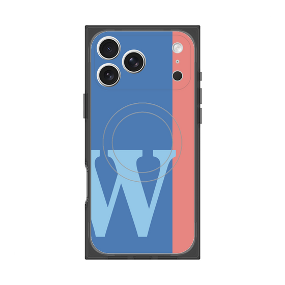 プレミアムスクエアケース with MagSafe［ オリジナル - initial color line - W blue ］