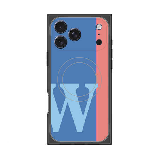 プレミアムスクエアケース with MagSafe［ オリジナル - initial color line - W blue ］