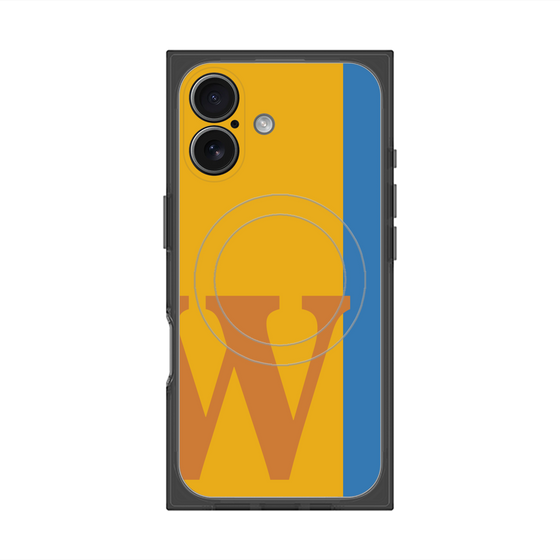 プレミアムスクエアケース with MagSafe［ オリジナル - initial color line - W orange ］