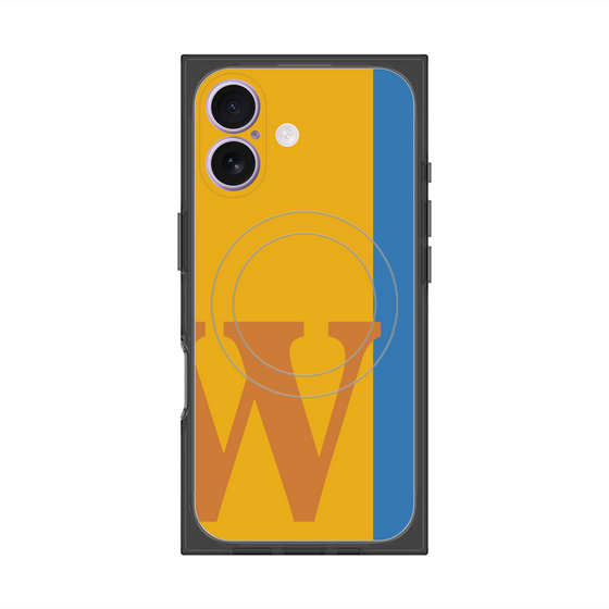 プレミアムスクエアケース with MagSafe［ オリジナル - initial color line - W orange ］