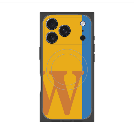 プレミアムスクエアケース with MagSafe［ オリジナル - initial color line - W orange ］