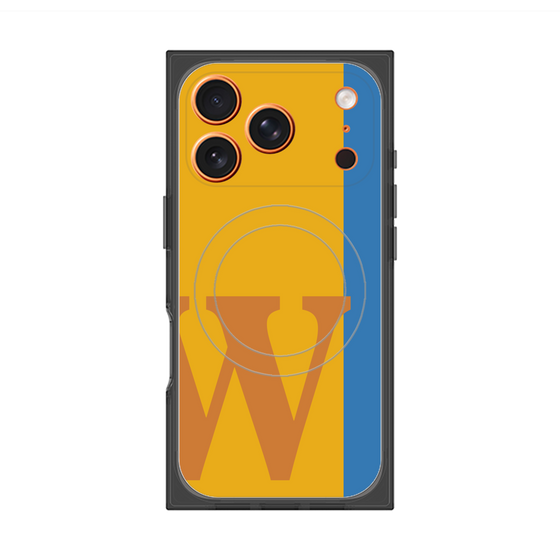 プレミアムスクエアケース with MagSafe［ オリジナル - initial color line - W orange ］