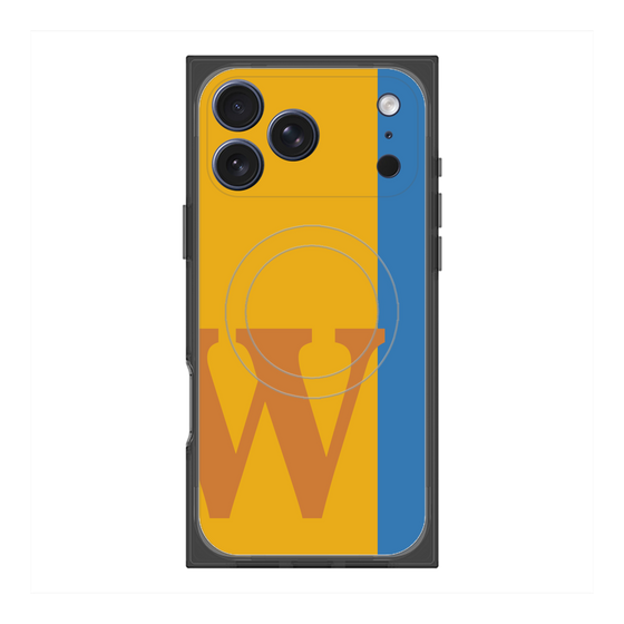 プレミアムスクエアケース with MagSafe［ オリジナル - initial color line - W orange ］