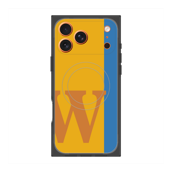 プレミアムスクエアケース with MagSafe［ オリジナル - initial color line - W orange ］