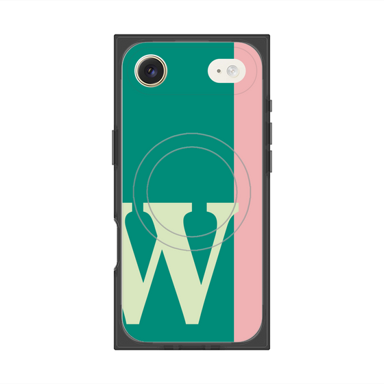プレミアムスクエアケース with MagSafe［ オリジナル - initial color line - W green ］