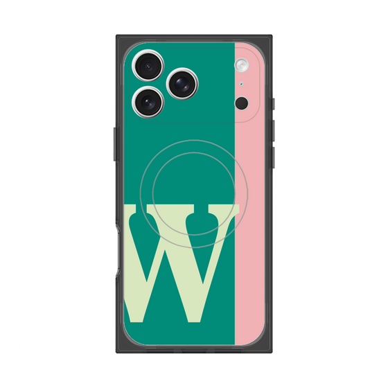 プレミアムスクエアケース with MagSafe［ オリジナル - initial color line - W green ］