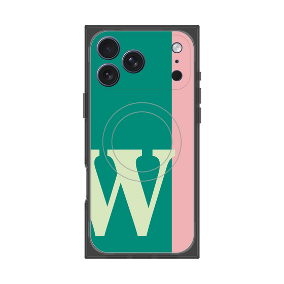 プレミアムスクエアケース with MagSafe［ オリジナル - initial color line - W green ］