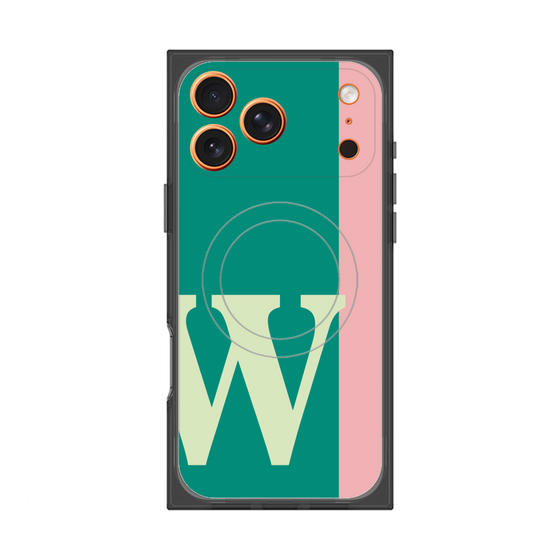 プレミアムスクエアケース with MagSafe［ オリジナル - initial color line - W green ］