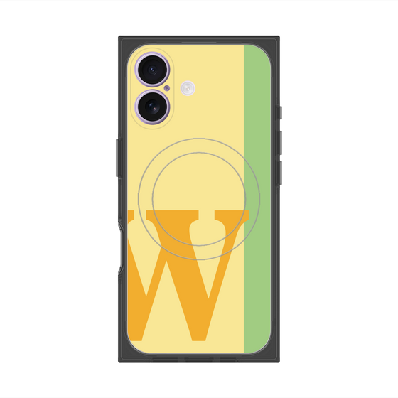 プレミアムスクエアケース with MagSafe［ オリジナル - initial color line - W yellow ］