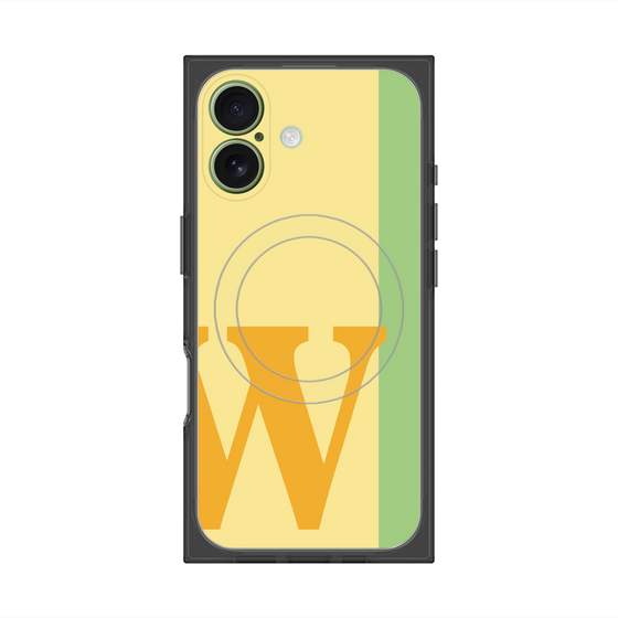 プレミアムスクエアケース with MagSafe［ オリジナル - initial color line - W yellow ］