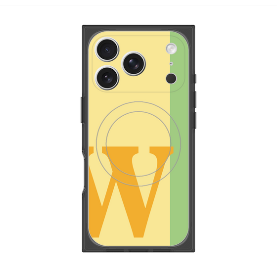 プレミアムスクエアケース with MagSafe［ オリジナル - initial color line - W yellow ］