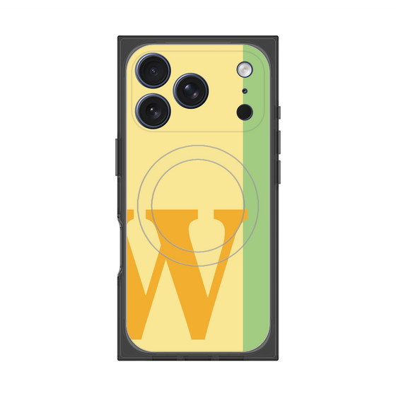 プレミアムスクエアケース with MagSafe［ オリジナル - initial color line - W yellow ］
