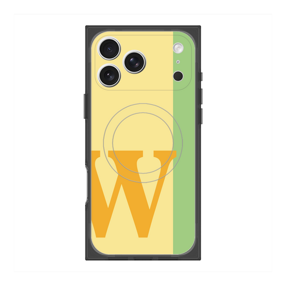 プレミアムスクエアケース with MagSafe［ オリジナル - initial color line - W yellow ］