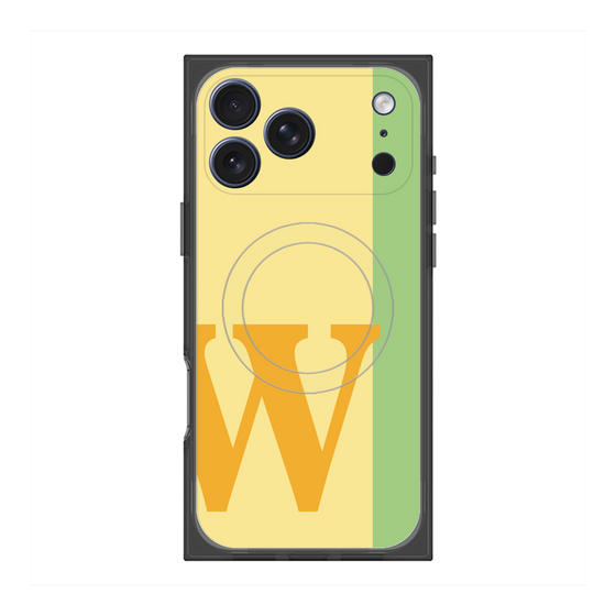 プレミアムスクエアケース with MagSafe［ オリジナル - initial color line - W yellow ］