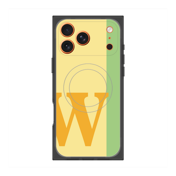 プレミアムスクエアケース with MagSafe［ オリジナル - initial color line - W yellow ］