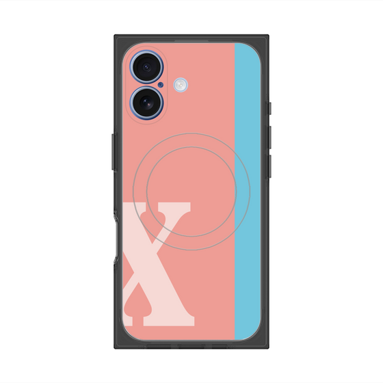 プレミアムスクエアケース with MagSafe［ オリジナル - initial color line - X pink ］
