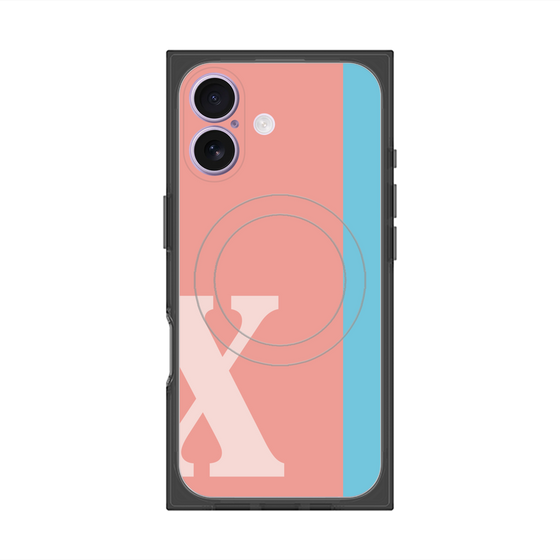 プレミアムスクエアケース with MagSafe［ オリジナル - initial color line - X pink ］