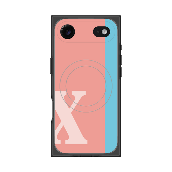 プレミアムスクエアケース with MagSafe［ オリジナル - initial color line - X pink ］