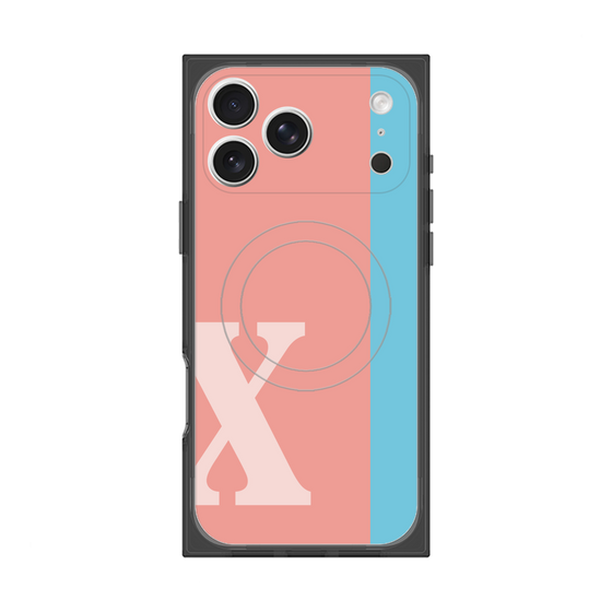 プレミアムスクエアケース with MagSafe［ オリジナル - initial color line - X pink ］