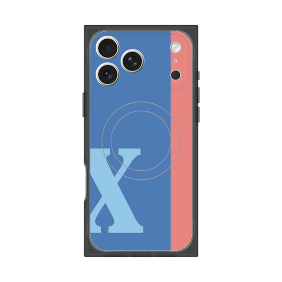 プレミアムスクエアケース with MagSafe［ オリジナル - initial color line - X blue ］