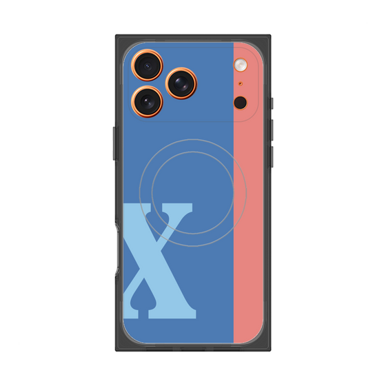 プレミアムスクエアケース with MagSafe［ オリジナル - initial color line - X blue ］
