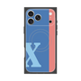 プレミアムスクエアケース with MagSafe［ オリジナル - initial color line - X blue ］