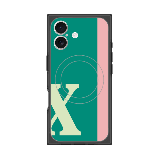 プレミアムスクエアケース with MagSafe［ オリジナル - initial color line - X green ］