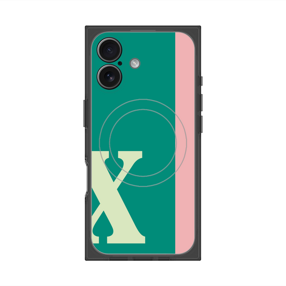 プレミアムスクエアケース with MagSafe［ オリジナル - initial color line - X green ］