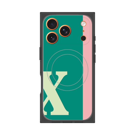 プレミアムスクエアケース with MagSafe［ オリジナル - initial color line - X green ］