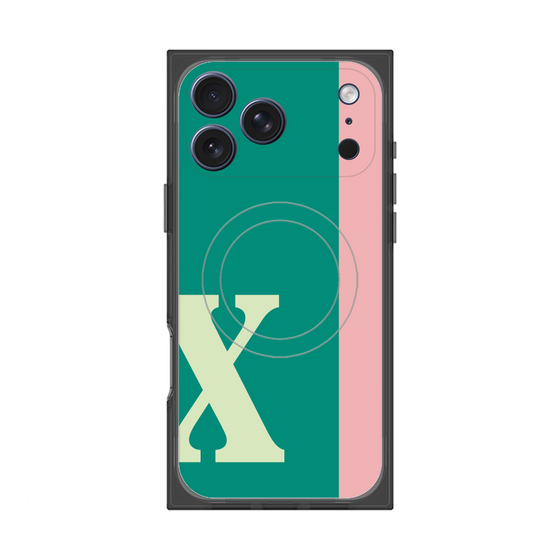 プレミアムスクエアケース with MagSafe［ オリジナル - initial color line - X green ］