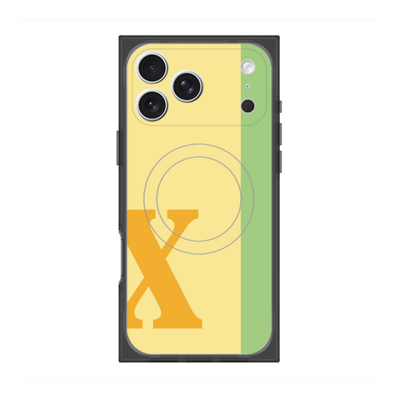 プレミアムスクエアケース with MagSafe［ オリジナル - initial color line - X yellow ］