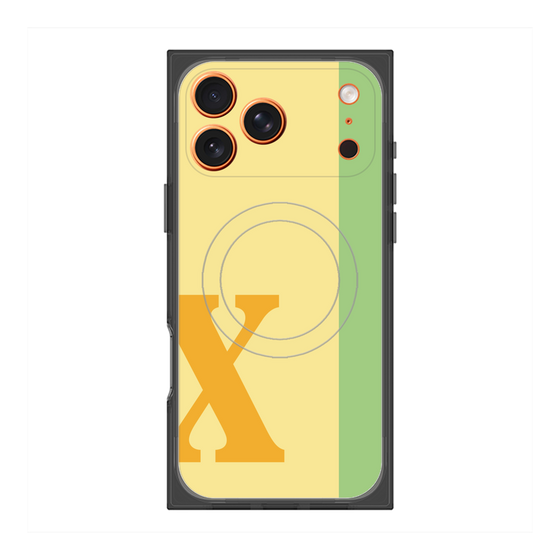 プレミアムスクエアケース with MagSafe［ オリジナル - initial color line - X yellow ］