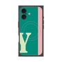 プレミアムスクエアケース with MagSafe［ オリジナル - initial color line - Y green ］