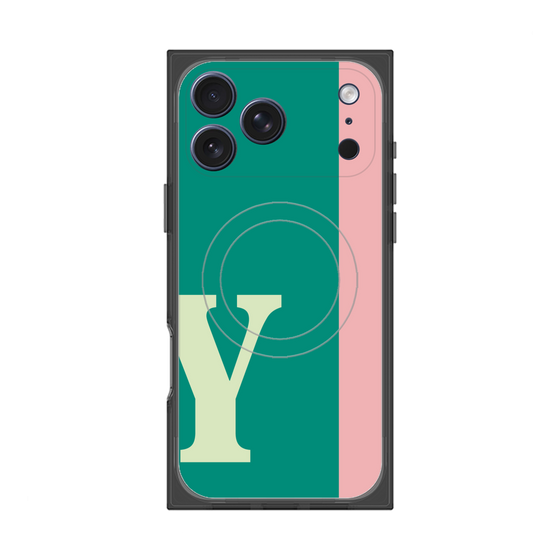 プレミアムスクエアケース with MagSafe［ オリジナル - initial color line - Y green ］