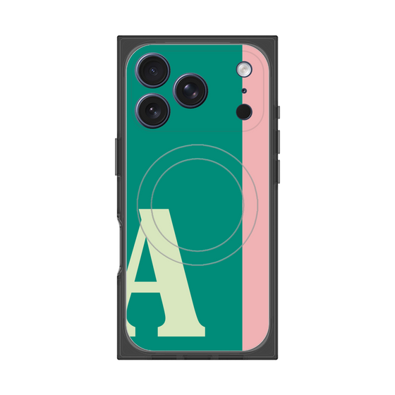 プレミアムスクエアケース with MagSafe［ オリジナル - initial color line - A green ］