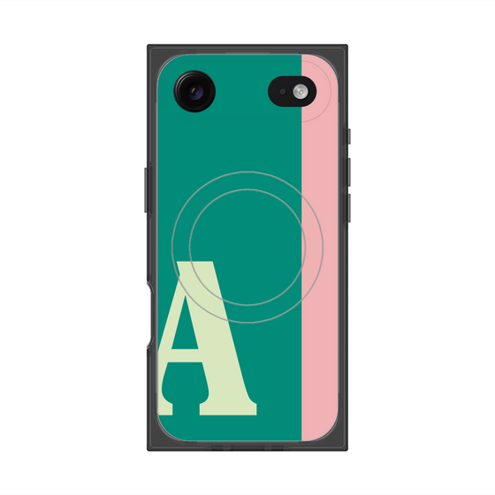 プレミアムスクエアケース with MagSafe［ オリジナル - initial color line - A green ］