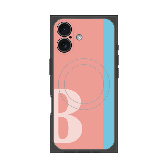 プレミアムスクエアケース with MagSafe［ オリジナル - initial color line - B pink ］